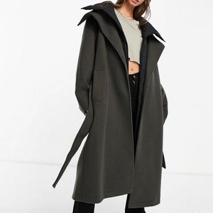 New Army Green Wool trench coat, double layered
